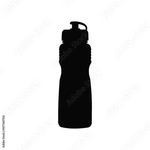 Black Silhouette of a Reusable Water Bottle for Sports and Hydration, water bottle silhouette vector illustration