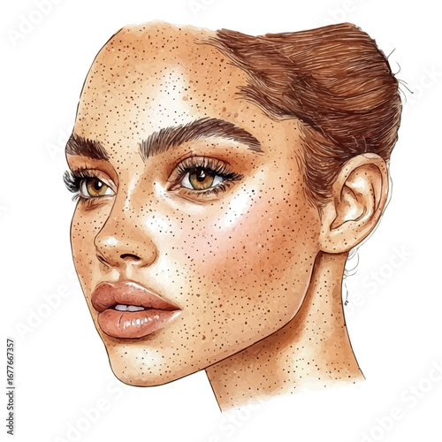 Sun-kissed Skin, watercolor vector, isolated on a white background.