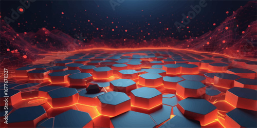 Abstract red background with a 3d pattern of a crowd of workers in a stadium