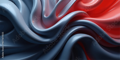 Red and white abstract waves with a soft, flowing silk texture for a modern art wallpaper design