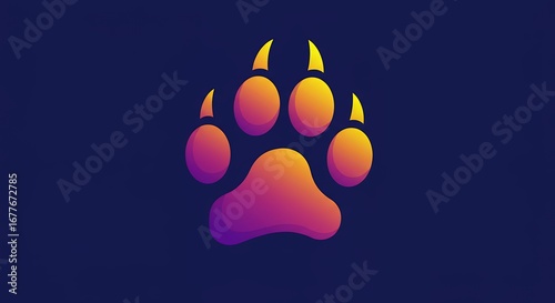 Gradient bear paw print graphic design
