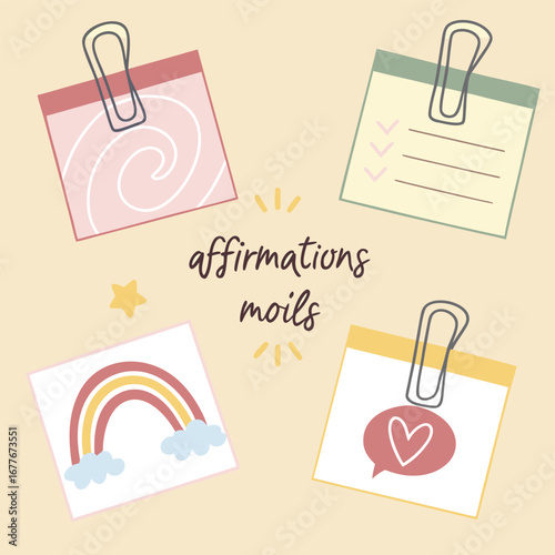 Charming collection of decorative paper notes and vintage style clips perfect for journaling scrapbooking or adding a touch of nostalgia to digital designs