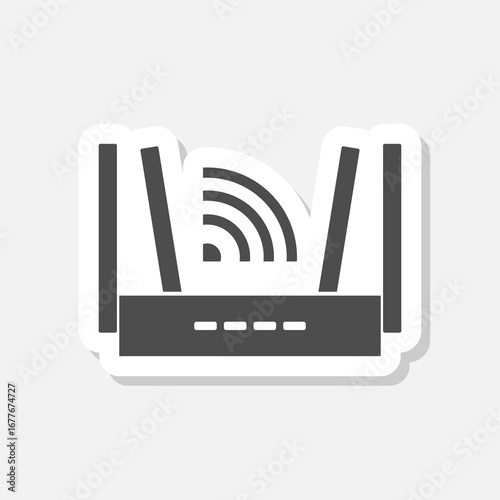 Internet service wireless router icon sticker isolated on gray background
