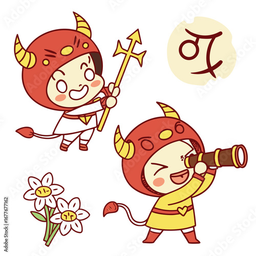 Charming chibi style zodiac signs featuring adorable facial expressions perfect for astrology enthusiasts and cute graphic design projects
