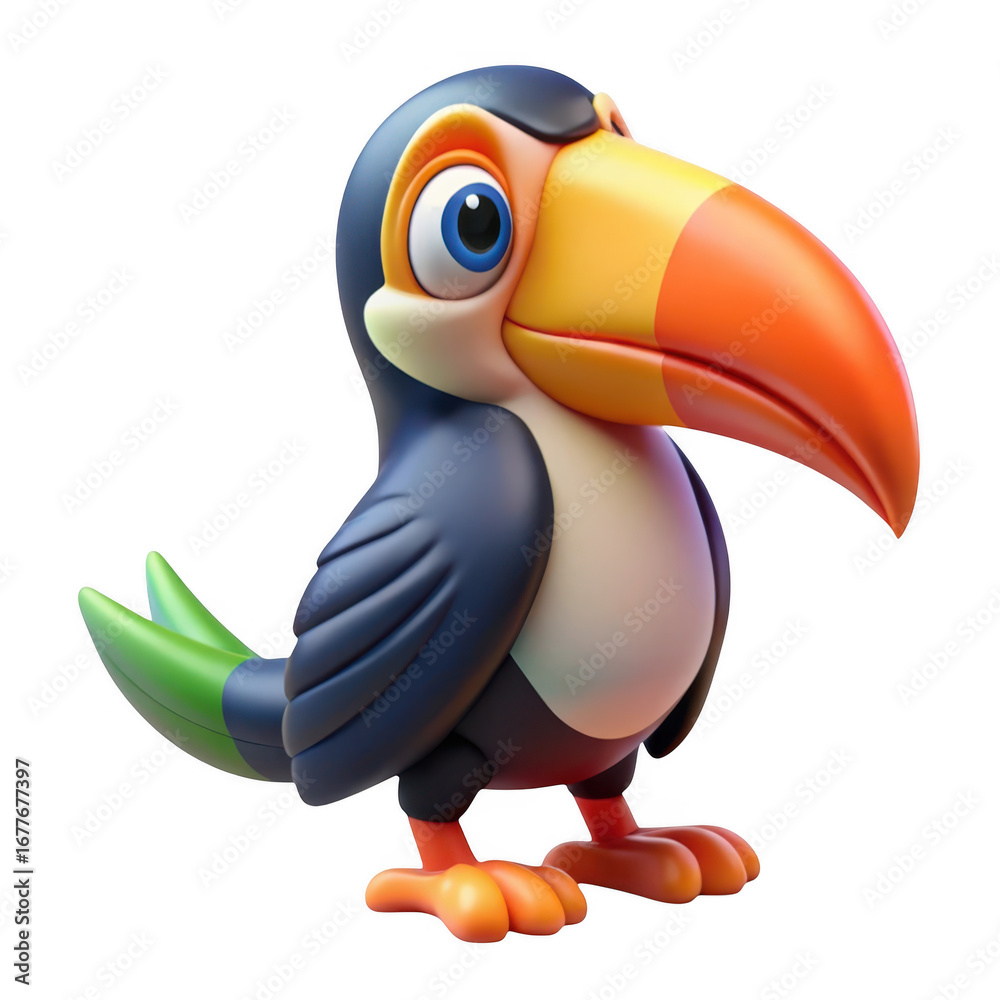 Naklejka premium 3d cartoon toucan bird with vibrant colors