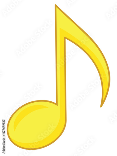Cheerful Yellow Eighth Note for Music Education and Creative Design Projects Isolated on White Background