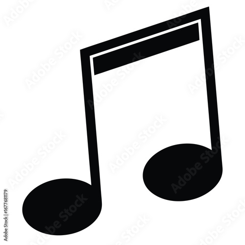Minimalist black and white music note illustration perfect for musical themes and creative projects versatile and eye catching graphic element ideal for presentations