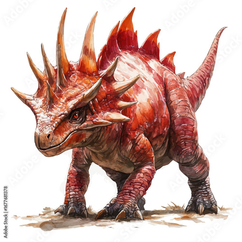 Styracosaurus, watercolor clipart vector, isolated on a white background.