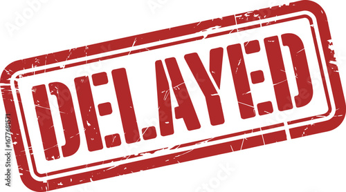 Red rubber stamp imprint showing the word delayed in bold letters
