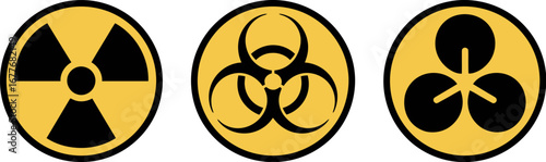Hazard signs radiation biohazard ripple vector illustration