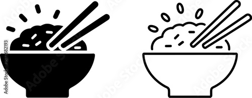 Rice bowl with chopsticks vector illustration asian food