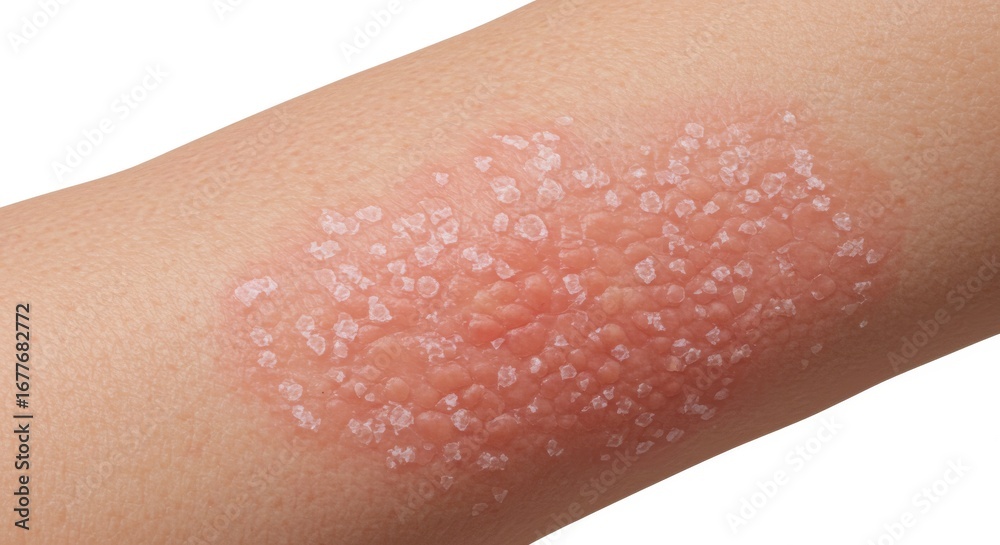 Fototapeta premium Acute Psoriasis on Elbows and Knees with Psoriatic Arthritis Showing Red, Inflamed, and Flaky Skin Rash in Medical Dermatology Context