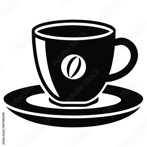 double shot espresso cup with beans saucer