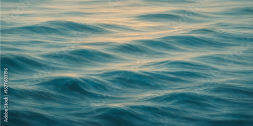 Blue water background with ripples and calm surface reflecting light and motion