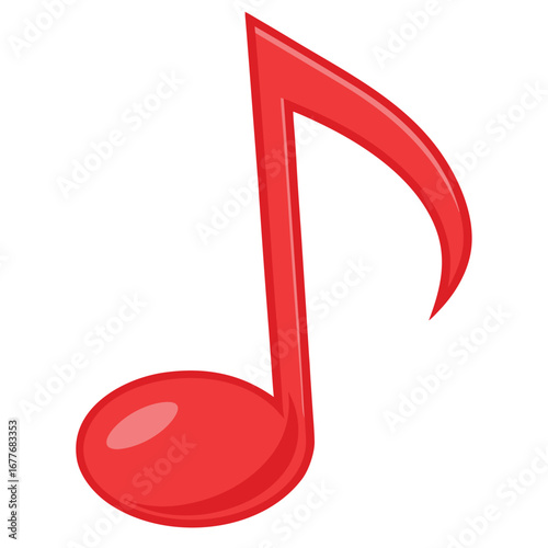 Vibrant Red Eighth Note Illustration for Musical Projects and Creative Designs Music Symbol Graphic Element