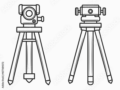 Surveying Instruments Theodolite and Total Station Line Drawings equipment