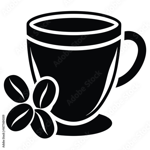 retro diner style coffee cup with beans art