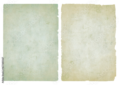 Antique vintage paper sheet set. Old blank parchment pages with grunge retro background texture for history projects, scrapbook