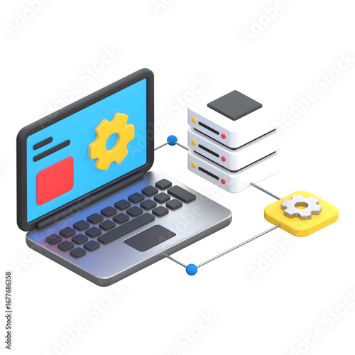 Server Data Management – Cloud Computing & IT Analytics 3D Illustration