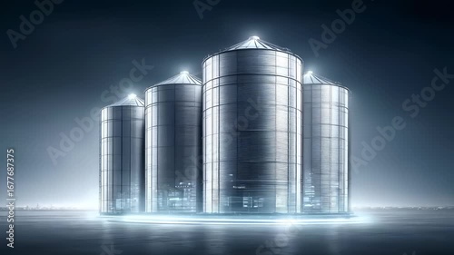 Silver Silo Cluster Symbolizes Storage and Protection