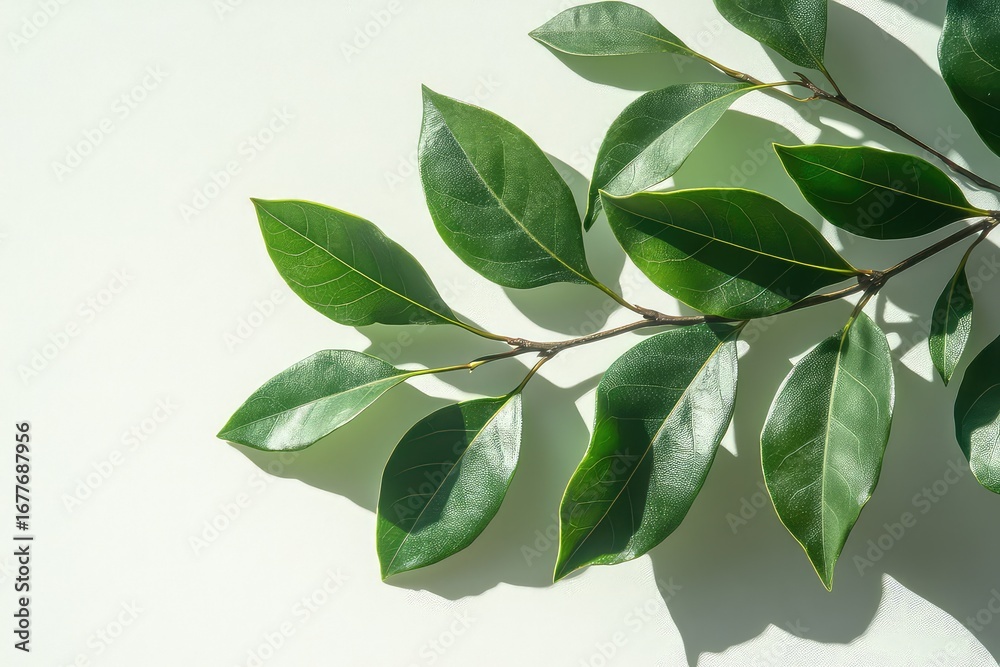 Naklejka premium Organic bay leaves, culinary herb, isolated on a white surface