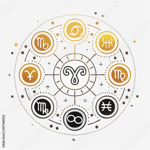 Modern Zodiac Vector Icons – 12 Astrology Signs in Minimal Line Art