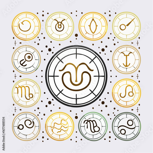 Modern Zodiac Vector Icons – 12 Astrology Signs in Minimal Line Art