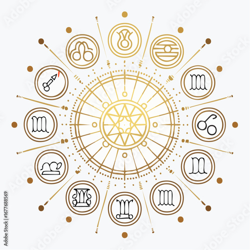 Modern Zodiac Vector Icons – 12 Astrology Signs in Minimal Line Art