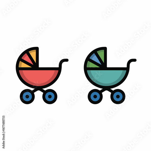 Baby Stroller Icon Set - A simple, direct, and effective title that describes the image accurately.