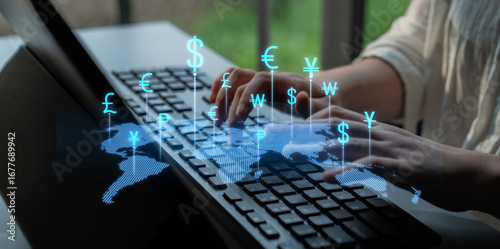 Valokuva Fintech powers global currency exchange with secure digital conversion, modern platforms, and next-gen money transfer technologies
