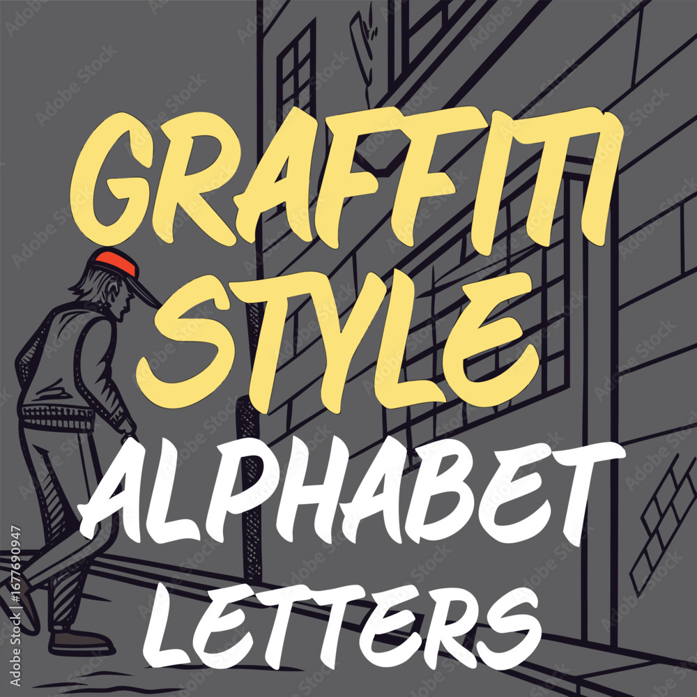 Obraz premium Vibrant graffiti style alphabet letters with urban street art elements and a bold energetic design