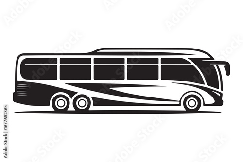 Sleek modern coach bus illustration with clean lines and vibrant colors