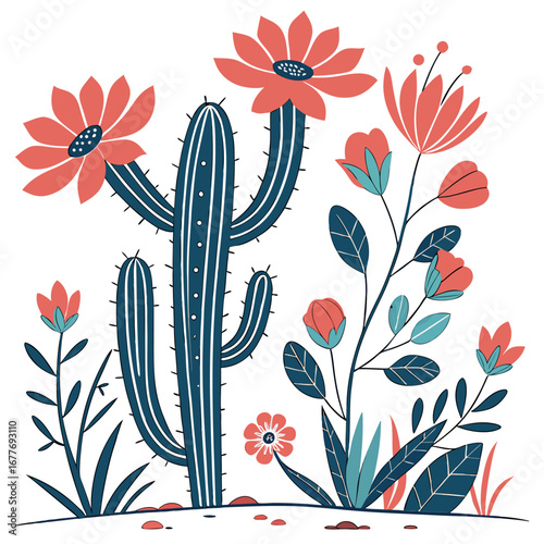 seamless pattern with cactus star limited edition flowers