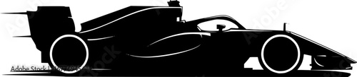 Side View Formula One Racing Car Silhouette Illustration
