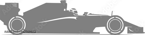 Side View Formula One Racing Car Silhouette Illustration
