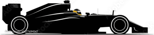 Side View Formula One Racing Car Silhouette Illustration
