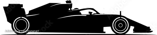 Side View Formula One Racing Car Silhouette Illustration
