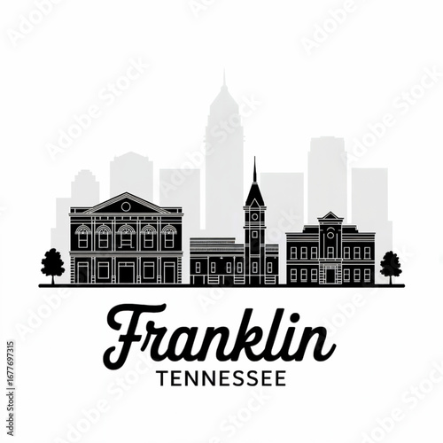 Franklin Tennessee Skyline Silhouette — Historic Southern Town Vector