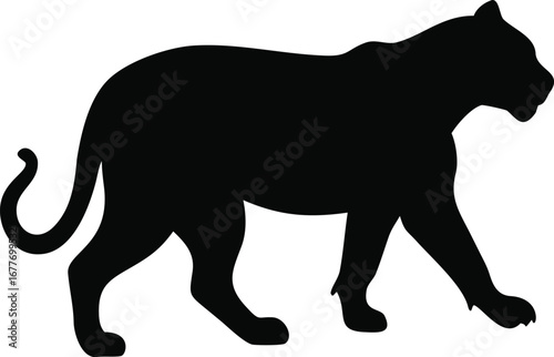 Majestic tiger silhouette walking gracefully powerful feline animal profile wild beast motion silhouette