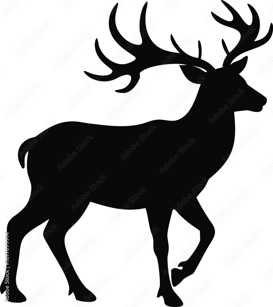 Fototapeta premium Majestic stag silhouette majestic wildlife animal silhouette profile powerful antlers standing forest creature graceful movement silhouette