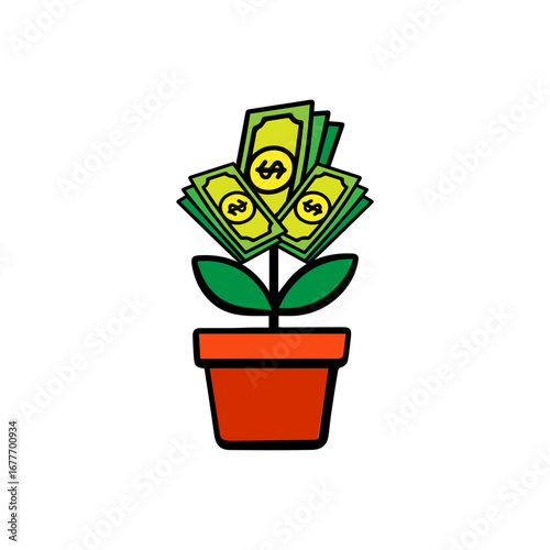 Money Plant Doodle Icon