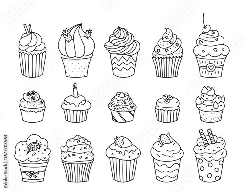 Assorted Cupcake Doodle Collection