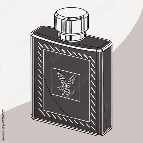 Elegant matte black men s perfume bottle with metallic accents and sophisticated design elements perfect for luxury branding and advertising