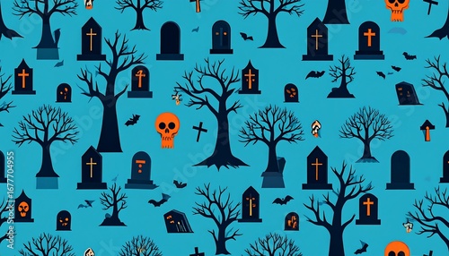 Halloween cemetery pattern