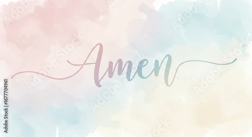 Amen text on pastel background image