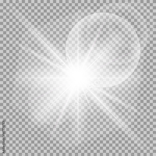 White glowing light burst explosion with transparent. Cool effect decoration with ray sparkles. Transparent shine gradient glitter, bright flare. Glare texture. EPS 10 vector file included