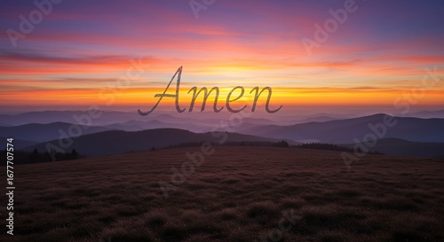 Sunrise mountain landscape amen inspirational image