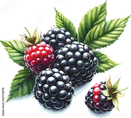 Hand drawn water colour blueberry fruit