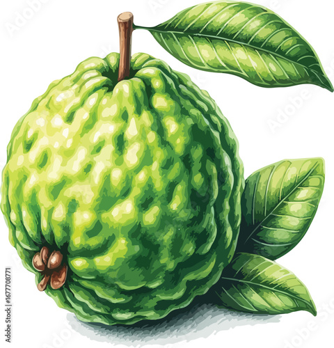 Hand drawn water colour guava fruit