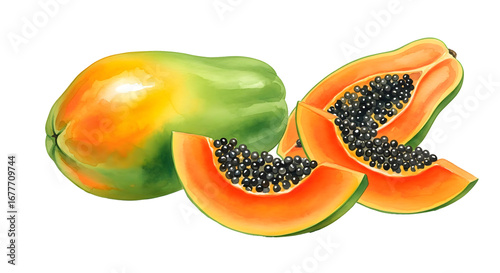 Watercolor Papaya Illustration